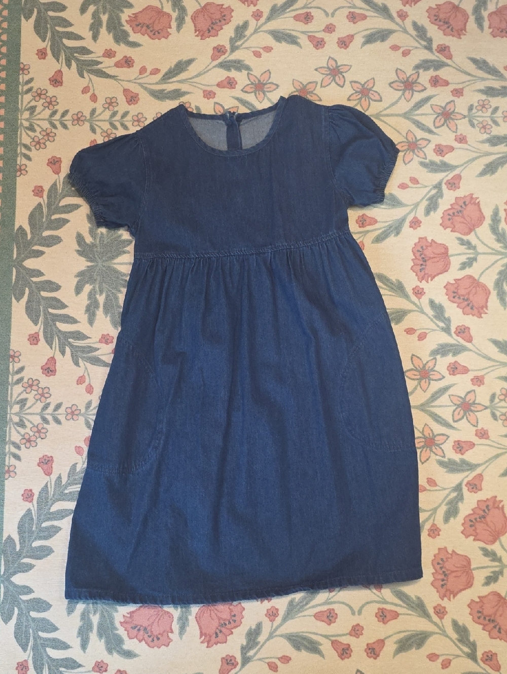 Girls Denim Short-Sleeve Dress - Blue